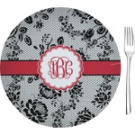 Black Lace 8" Glass Appetizer / Dessert Plates - Single or Set (Personalized)