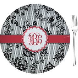 Black Lace 8" Glass Appetizer / Dessert Plates - Single or Set (Personalized)