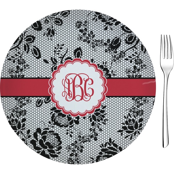Custom Black Lace 8" Glass Appetizer / Dessert Plates - Single or Set (Personalized)
