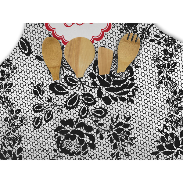 Black Lace Apron - Pocket Detail with Props