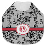Black Lace Jersey Knit Baby Bib w/ Monogram