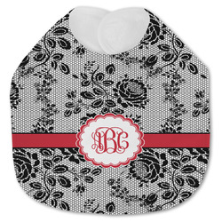 Black Lace Jersey Knit Baby Bib w/ Monogram
