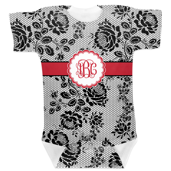 Custom Black Lace Baby Bodysuit 3-6 w/ Monogram