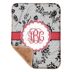 Black Lace Sherpa Baby Blanket - 30" x 40" w/ Monograms