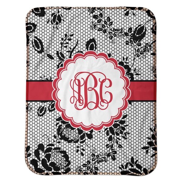 Black Lace Baby Sherpa Blanket - Flat
