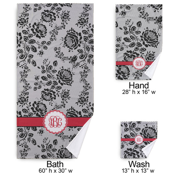 Black Lace Bath Towel Sets - 3-piece - Approval