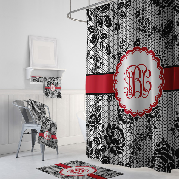 Black Lace Bath Towel Sets - 3-piece - In Context