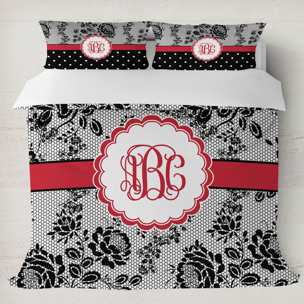 Custom Black Lace Duvet Cover Set - King (Personalized)