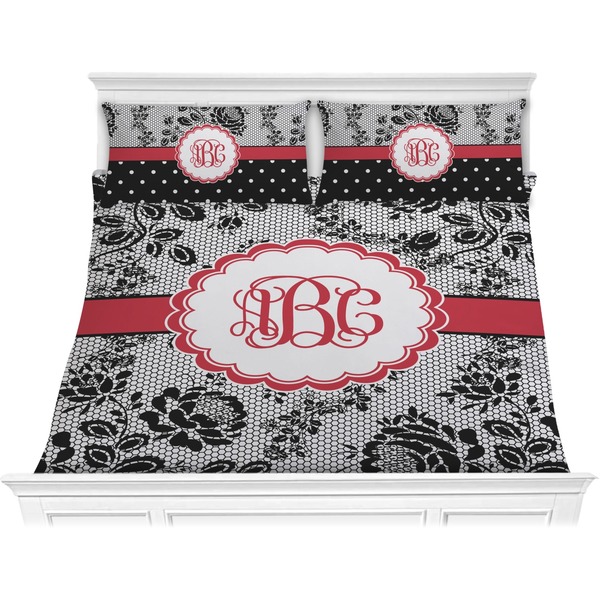 Custom Black Lace Comforter Set - King (Personalized)