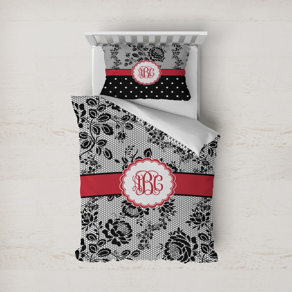 Custom Black Lace Duvet Cover Set - Twin (Personalized)