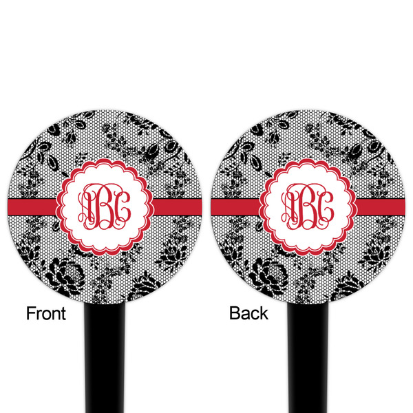 Black Lace Black Plastic 4" Food Pick - Round - Double Sided - Front & Back