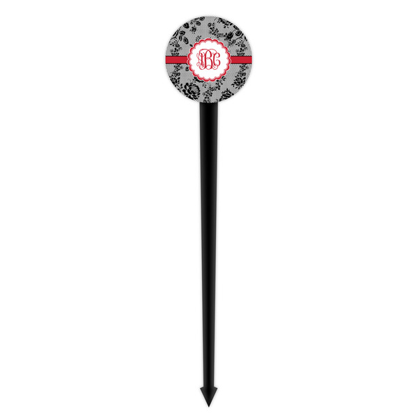 Black Lace Black Plastic 4" Food Pick - Round - Single Pick