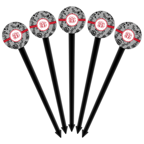 Black Lace Black Plastic 6" Food Pick - Round - Fan View