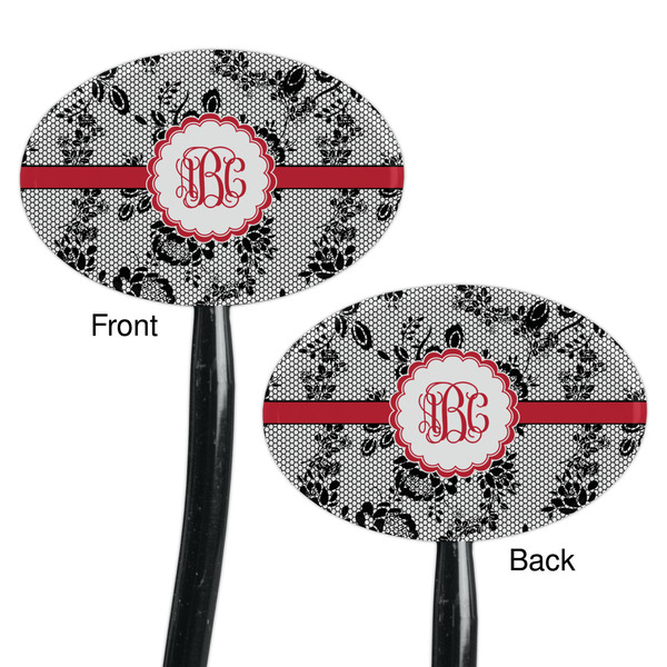 Black Lace Black Plastic 7" Stir Stick - Double Sided - Oval - Front & Back