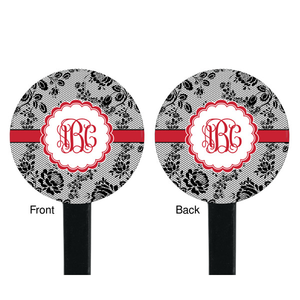 Black Lace Black Plastic 7" Stir Stick - Double Sided - Round - Front & Back