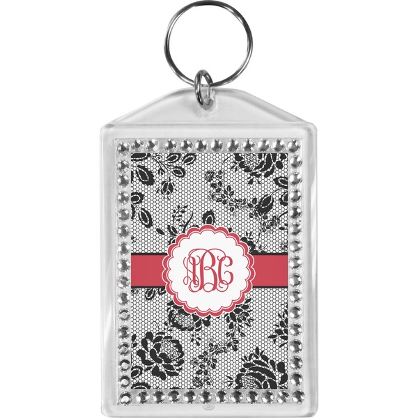Custom Black Lace Bling Keychain (Personalized)