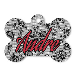 Black Lace Bone Shaped Dog ID Tag (Personalized)