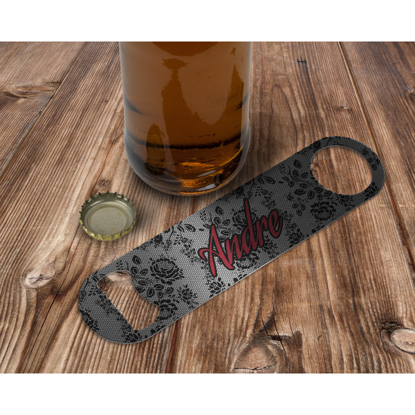 Black Lace Bottle Opener - In Use