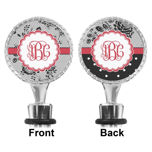 Black Lace Bottle Stopper - Front and Back