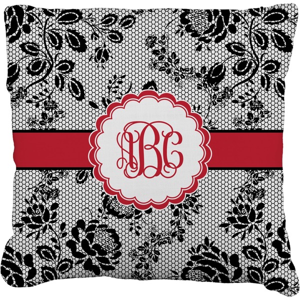 Custom Black Lace Faux-Linen Throw Pillow 16" (Personalized)