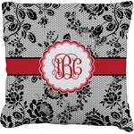Black Lace Faux-Linen Throw Pillow 18" (Personalized)