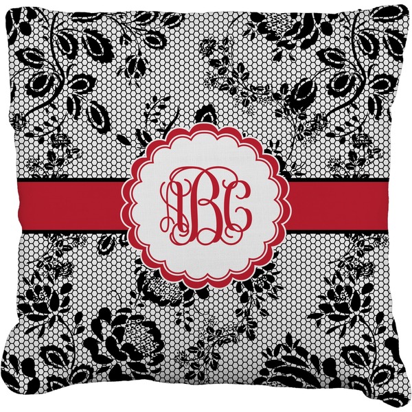 Custom Black Lace Faux-Linen Throw Pillow 18" (Personalized)
