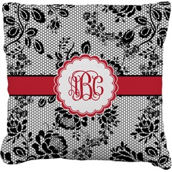 Black Lace Faux-Linen Throw Pillow 20" (Personalized)