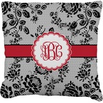 Black Lace Faux-Linen Throw Pillow 26" (Personalized)