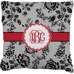 Black Lace Faux-Linen Throw Pillow 26" (Personalized)