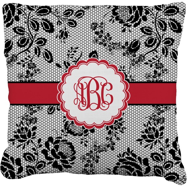 Custom Black Lace Faux-Linen Throw Pillow 26" (Personalized)