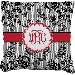 Black Lace Faux-Linen Throw Pillow (Personalized)