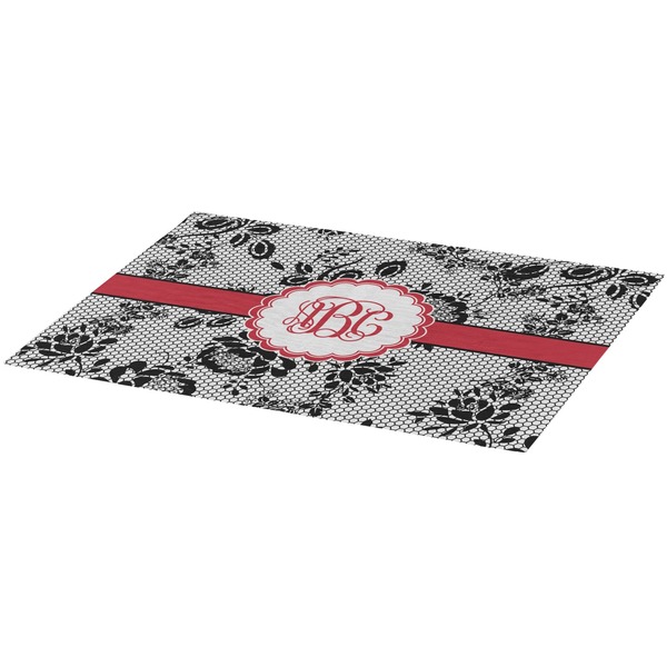 Black Lace Burlap Placemat (Angle View)