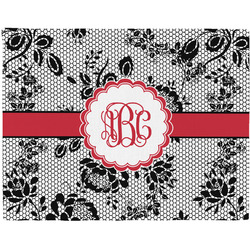 Black Lace Woven Fabric Placemat - Twill w/ Monogram