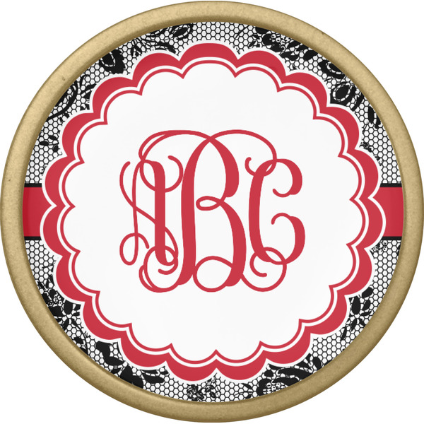 Black Lace Cabinet Knob - Gold - Front