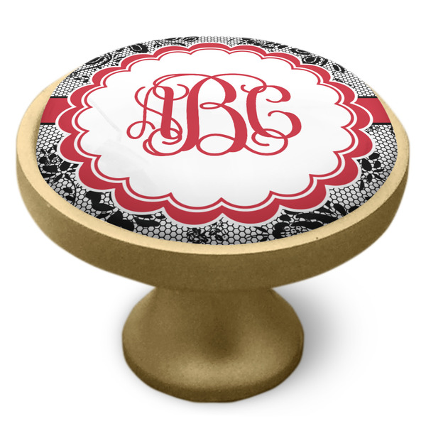 Black Lace Cabinet Knob - Gold - Side
