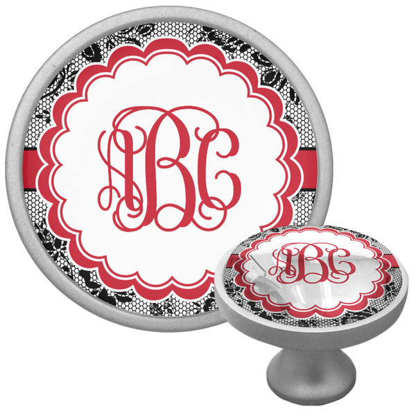 Custom Black Lace Cabinet Knob (Silver) (Personalized)