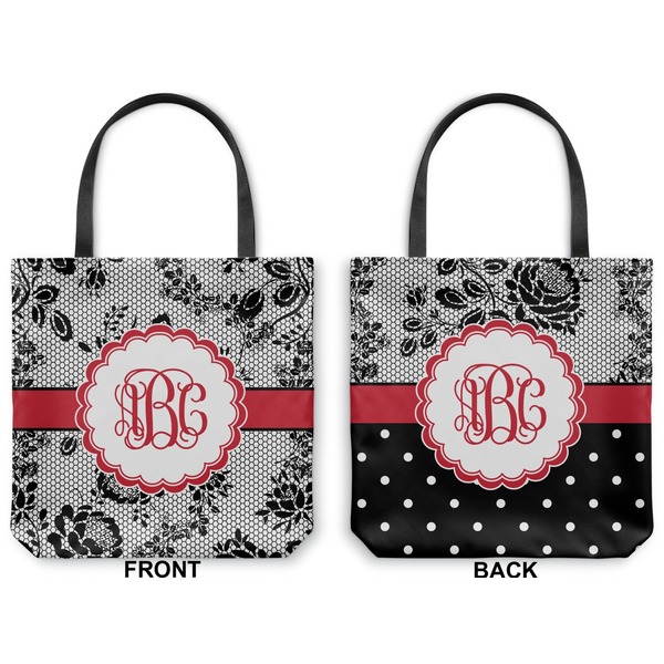 Black Lace Canvas Tote - Front and Back