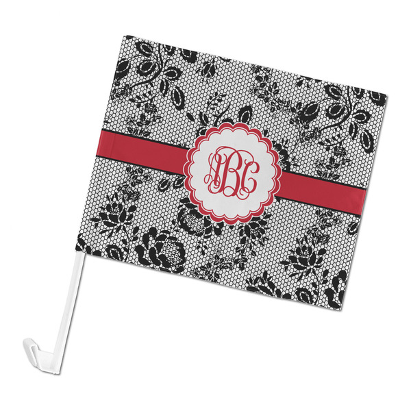 Custom Black Lace Car Flag - Large (Personalized)