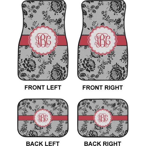 Black Lace Car Floor Mats Set (2F + 2B)