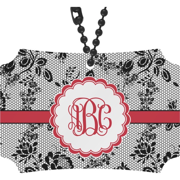 Custom Black Lace Rear View Mirror Ornament (Personalized)
