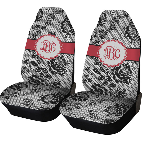 Custom Black Lace Car Seat Covers (Set of Two) (Personalized)