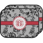 Black Lace Car Floor Mats (Back Seat) (Personalized)