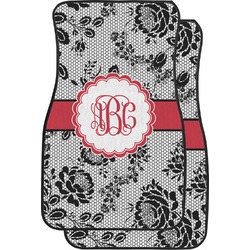 Black Lace Car Floor Mats (Front Seat) (Personalized)