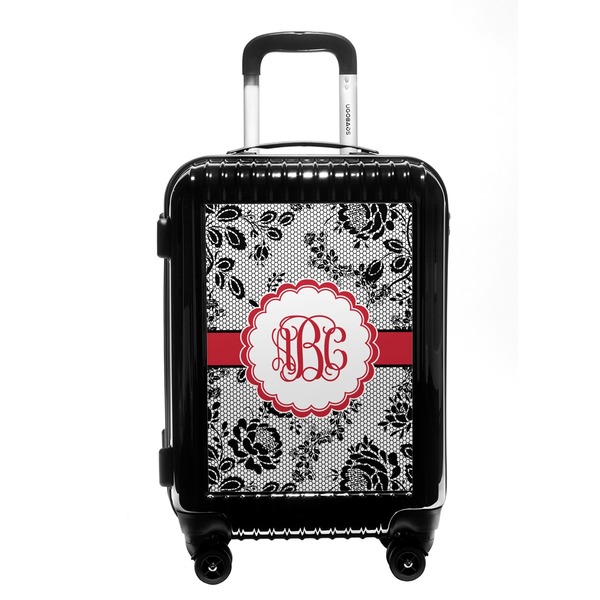 Custom Black Lace Carry On Hard Shell Suitcase (Personalized)