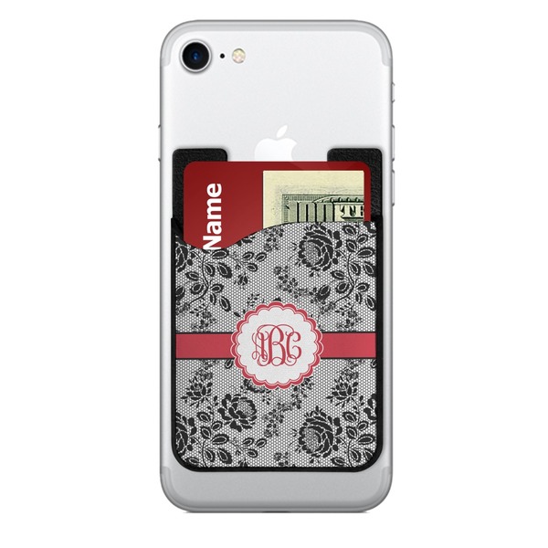 Custom Black Lace 2-in-1 Cell Phone Credit Card Holder & Screen Cleaner (Personalized)