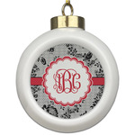 Black Lace Ceramic Ball Ornament (Personalized)