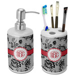 Black Lace Ceramic Bathroom Accessories Set (Personalized)