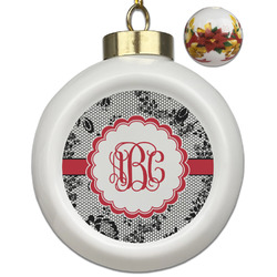 Black Lace Ceramic Ball Ornaments - Poinsettia Garland (Personalized)