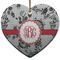 Black Lace Ceramic Flat Ornament - Heart (Front)