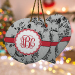 Black Lace Ceramic Ornament w/ Monogram
